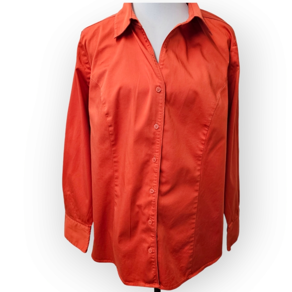 Lane Bryant Classic Button-Down Shirt Orange Plus Size 22